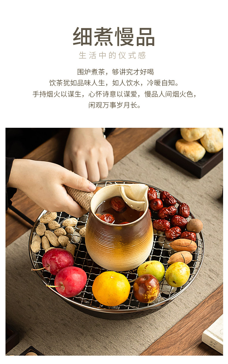 A complete set of electric ceramic stove for indoor household tea brewing, a set of flower tea sets, a glass teapot with hair pic 3