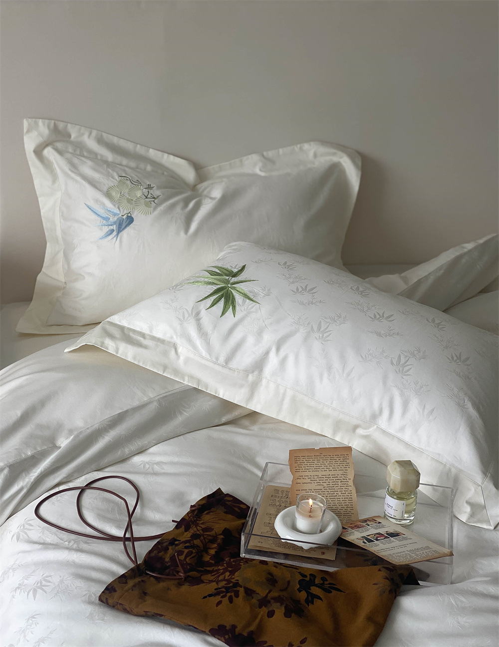 New Chinese style, 100-piece double-strand Australian cotton jacquard four-piece set, pure cotton embroidered quilt cover, model room bedding pic 12