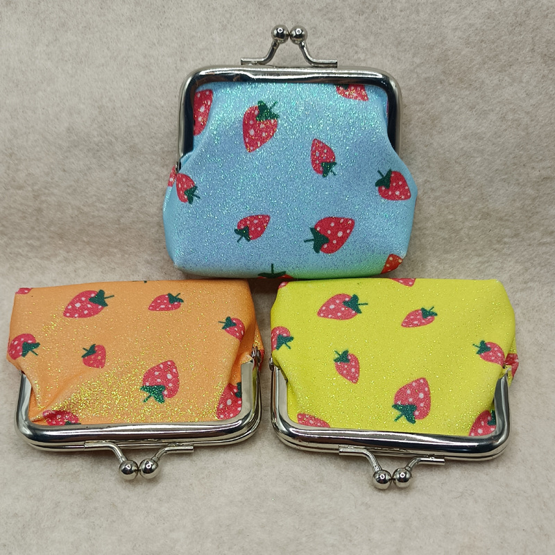 新款 3寸格利特金粉 印花草莓零钱包硬币包 手拿短款口红收纳包详情9