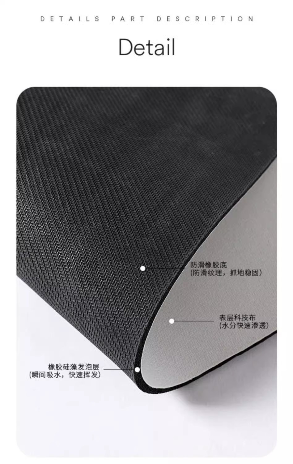 Plush doll bathroom door diatom mud floor mat, anti-slip, absorbent and easy to maintain kitchen household foot mat pic 4