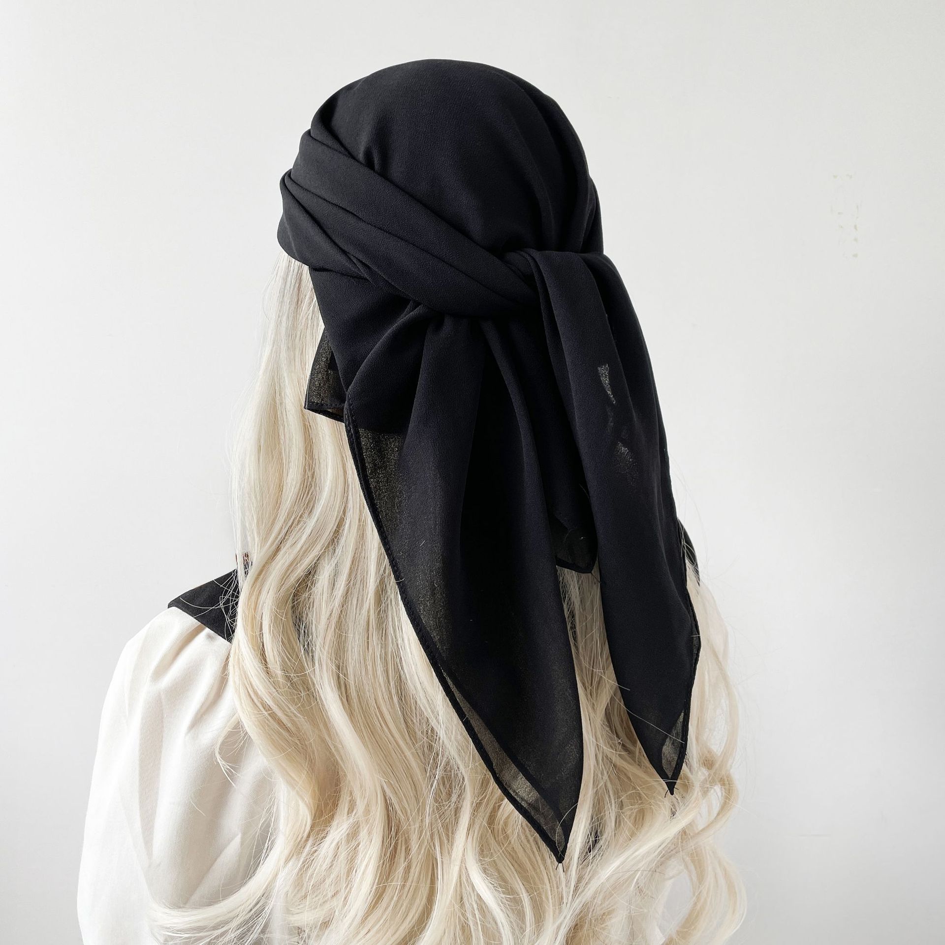 Pañuelo de seda monocolor de verano 90 gasa perla pañuelo de color sólido malay hijab asia sudoriental pañuelo de mujer cubierta hui pic 16