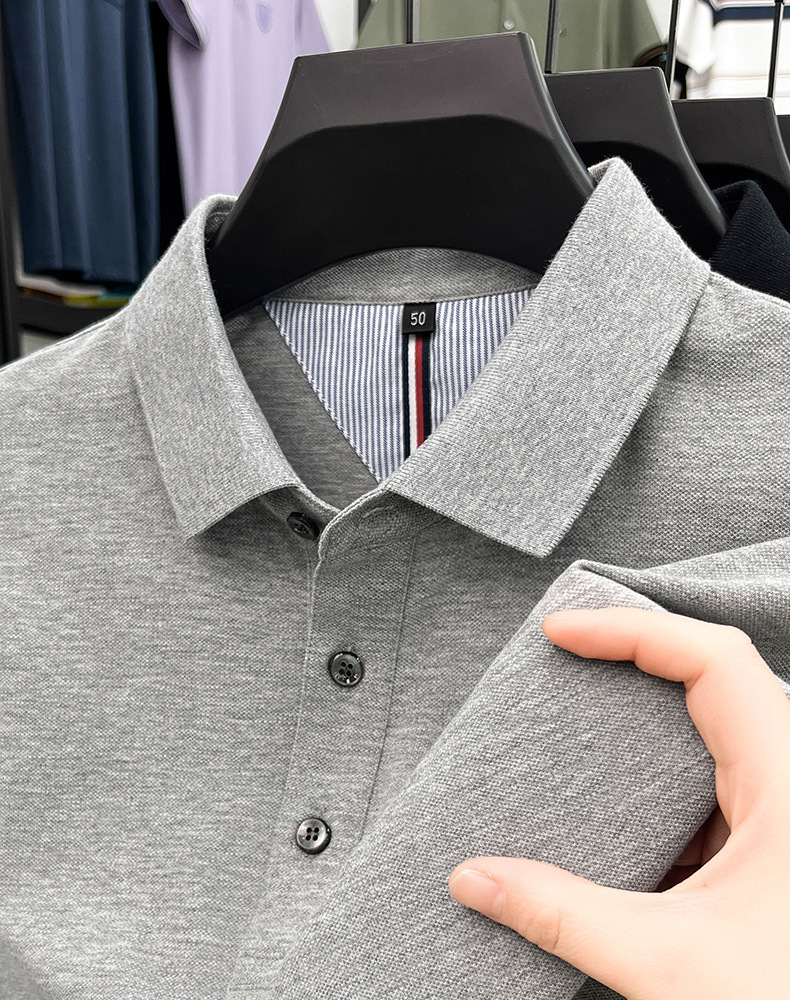 细珠地纯棉polo衫短袖男夏季新款中年纯色商务休闲翻领男士t恤详情32