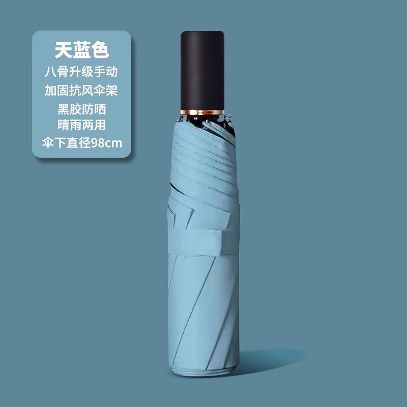 二十四骨黑胶雨伞全自动商务加固防风防晒折叠伞高级感LOGO太阳伞详情24