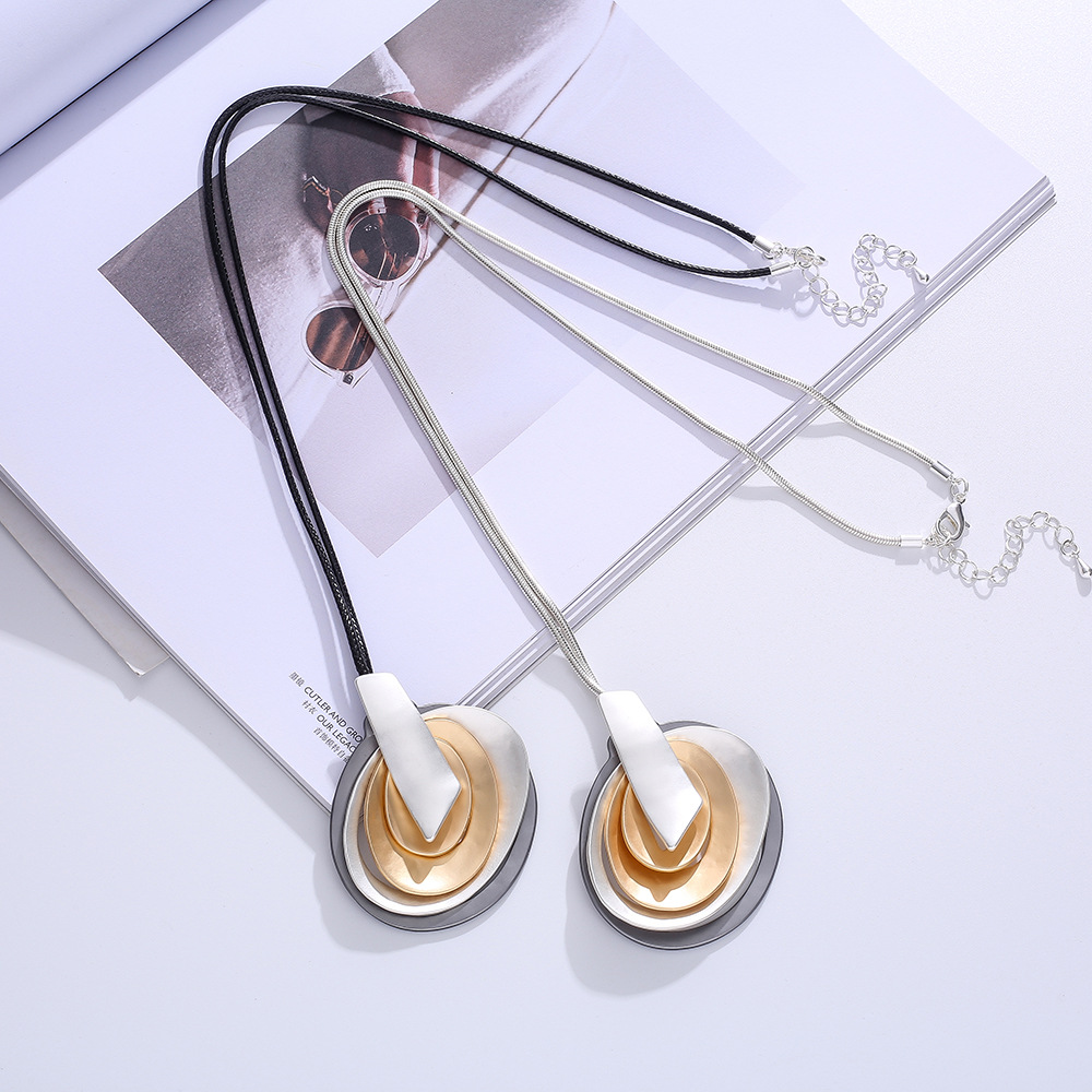 欧美金属项链亚马逊爆款跨境复古简约ins吊坠长款时尚女士毛衣链详情10