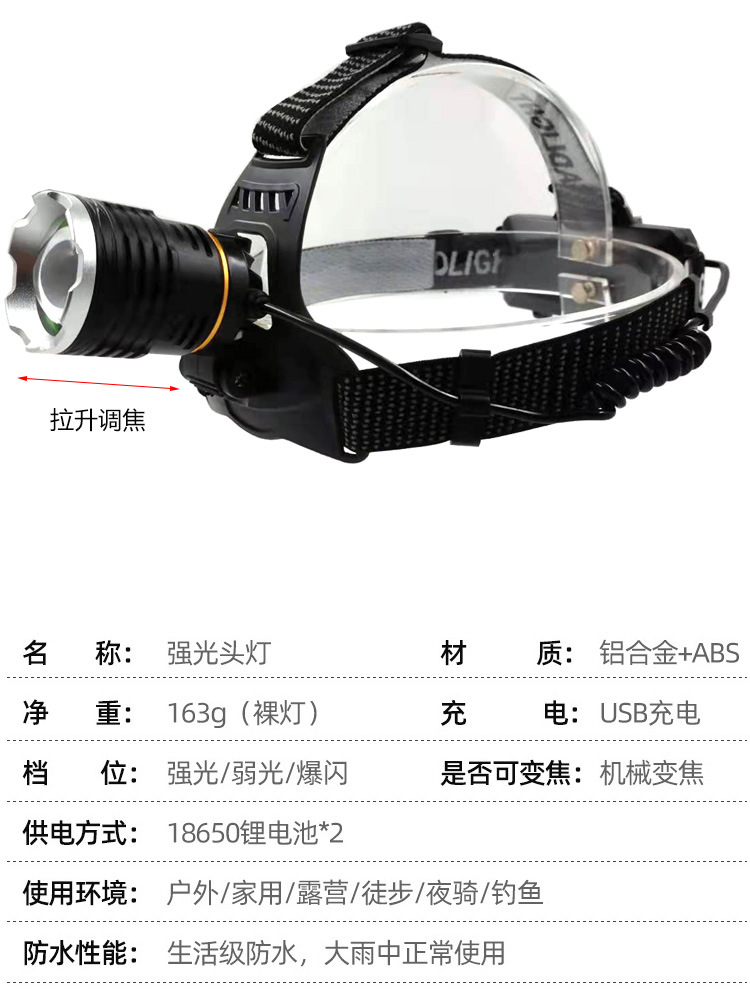USB sensor zoom P50 farol luz brillante recargable súper brillante minero headset noche pesca pesca LED luz al aire libre pic 2