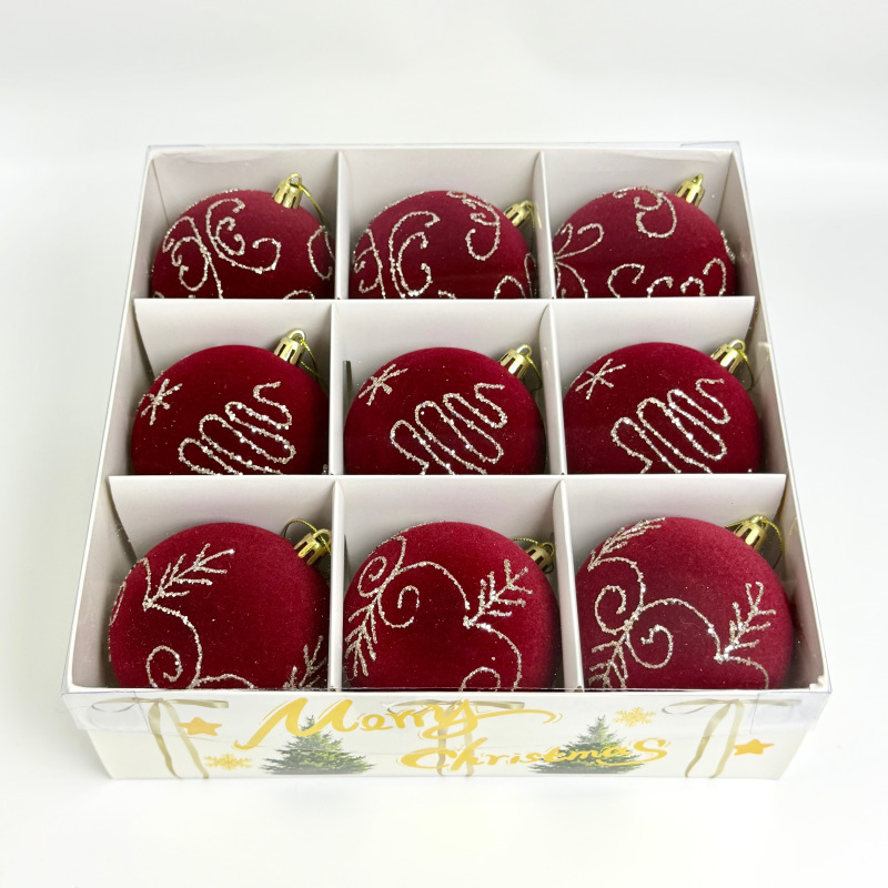 Cross-border new velvet Christmas ball set, Christmas window velvet balls, Christmas tree decoration, painted balls and hanging ornaments pic 16