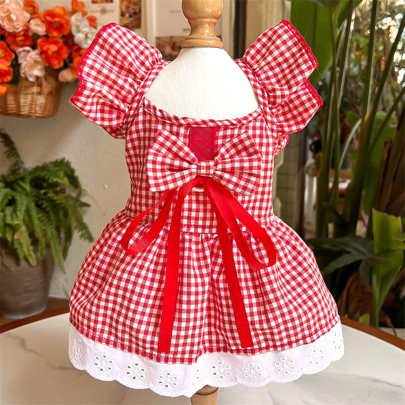 宠物衣服飞袖三色连衣裙春夏款泰迪比熊柯基小狗猫咪服装用品批发详情5