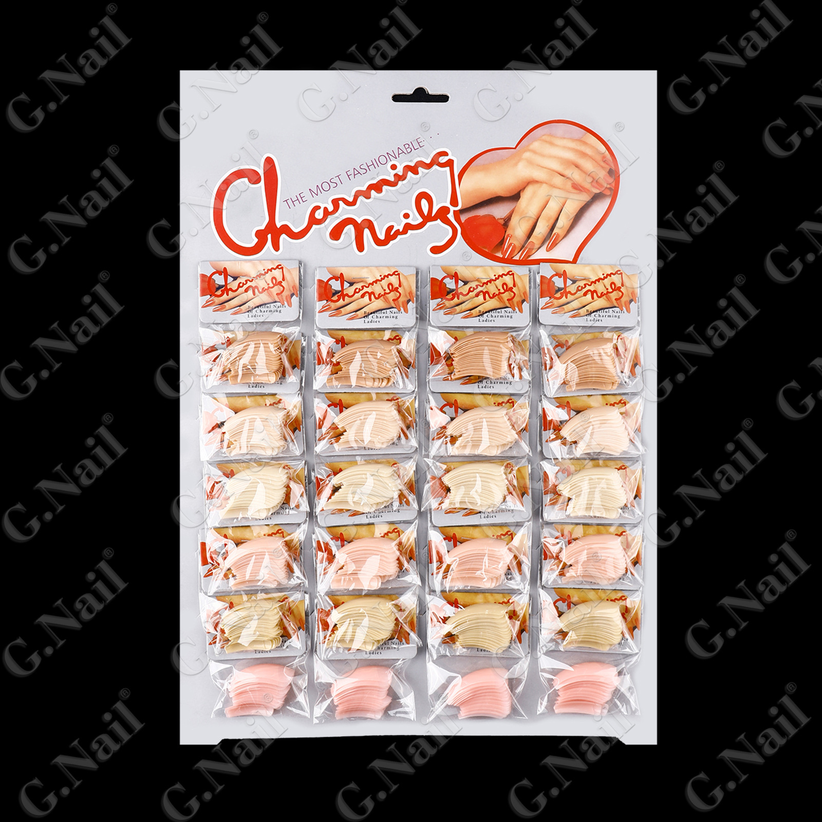 Gnail正品24包卡装美甲甲片自然色白色穿戴甲欧美假指甲甲片批发详情29