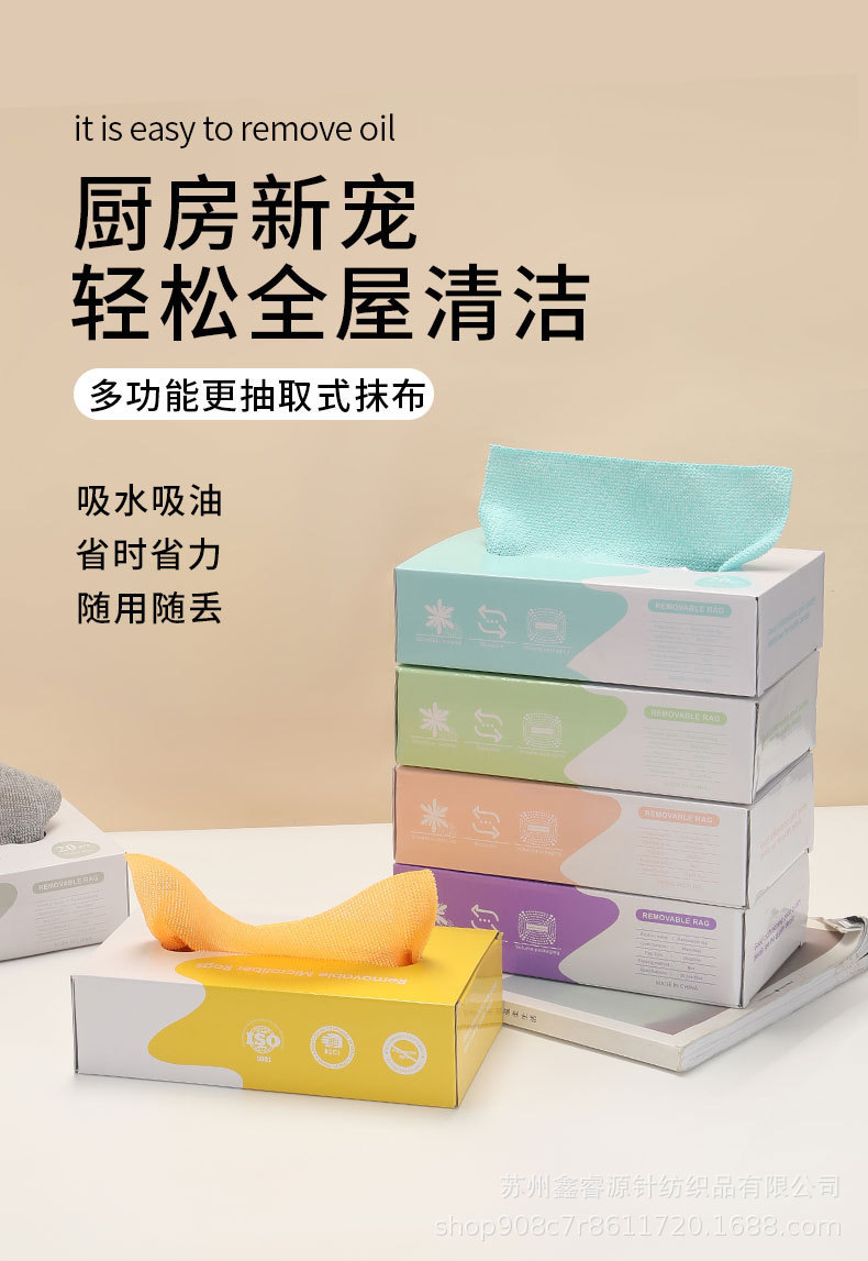 跨境英文外贸厨房纸盒装懒人抹布超细纤维抽取式洗碗巾不沾油干湿日用百货收纳防尘纸巾盒纸巾抽卷纸器详情2