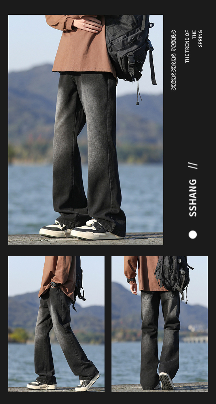 Slightly flared jeans for men, Spring/Summer 2025 new style American high street retro distressed straight-leg trendy loose pants pic 15