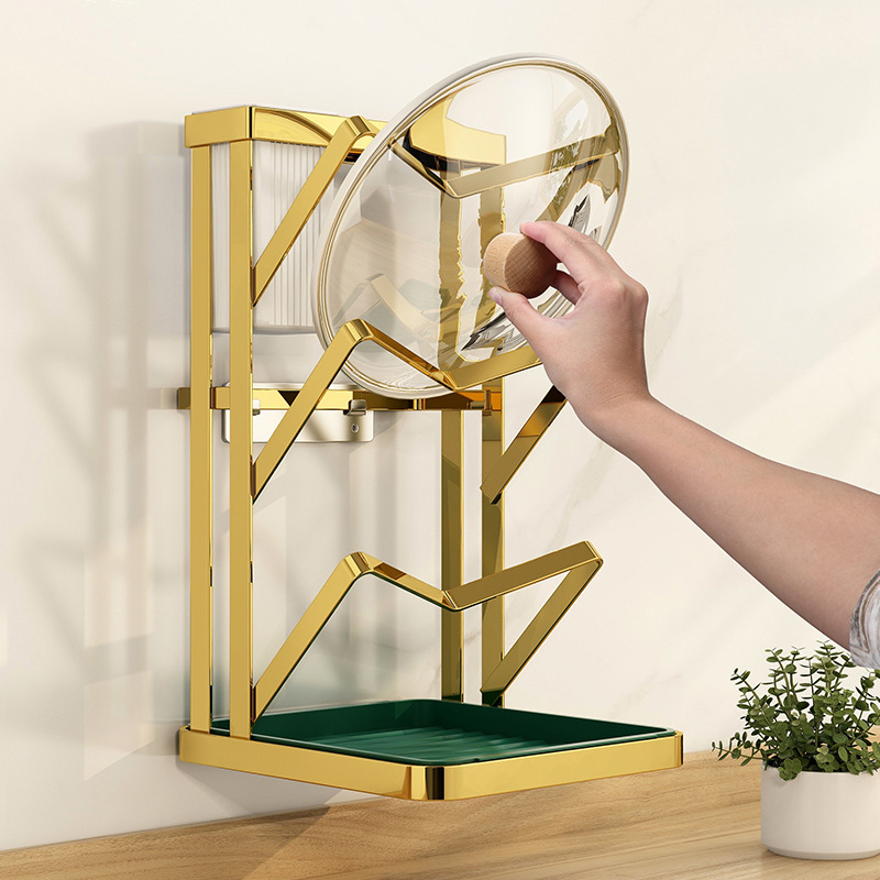 厨房锅盖架子台面壁挂式免打孔家用置物架菜板收纳架锅铲架托神器详情8