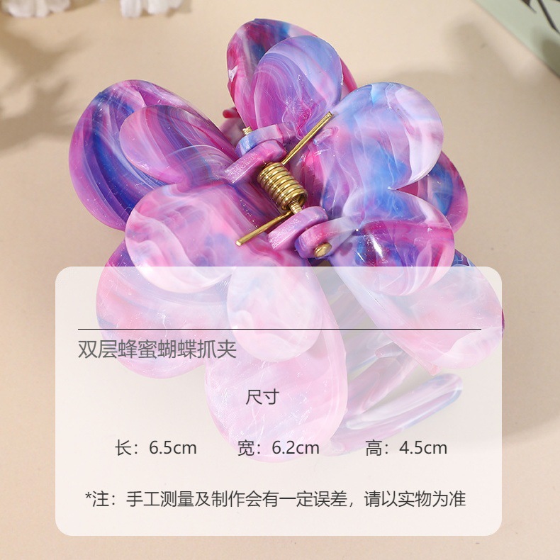 2025年新款超仙法式大理石纹高级感抓夹双层蝴蝶发夹跨境饰品批发详情11