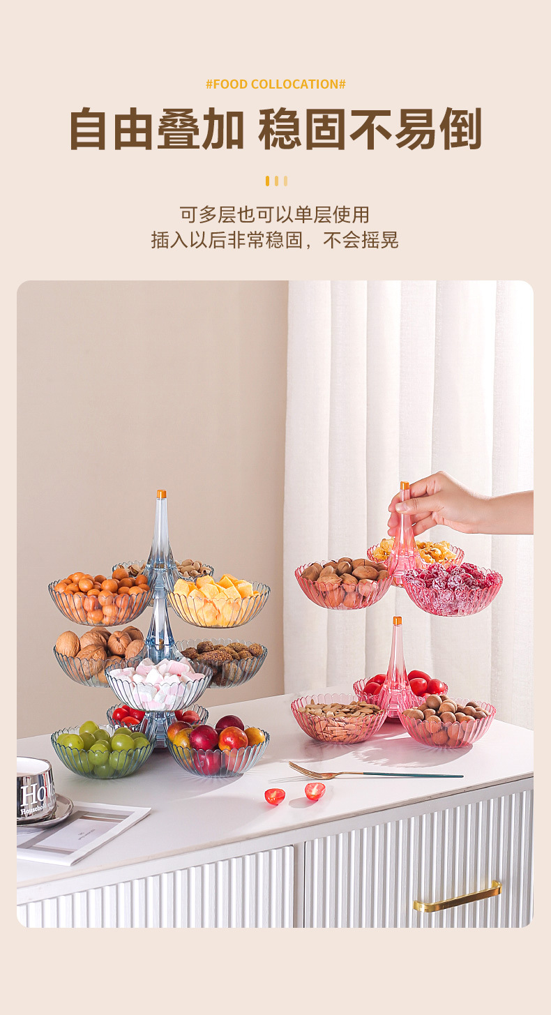 Fruit plate box, melon and fruit plate, popular light luxury home living room coffee table, dried fruits, snacks, melon seeds, candies, gift display, plastic box pic 8