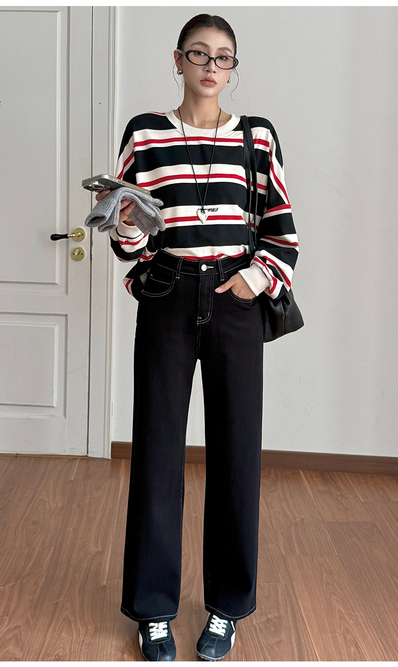 云长 窄版显瘦牛仔裤女冬季新款加厚直筒高腰休闲长裤子现货K0170详情30