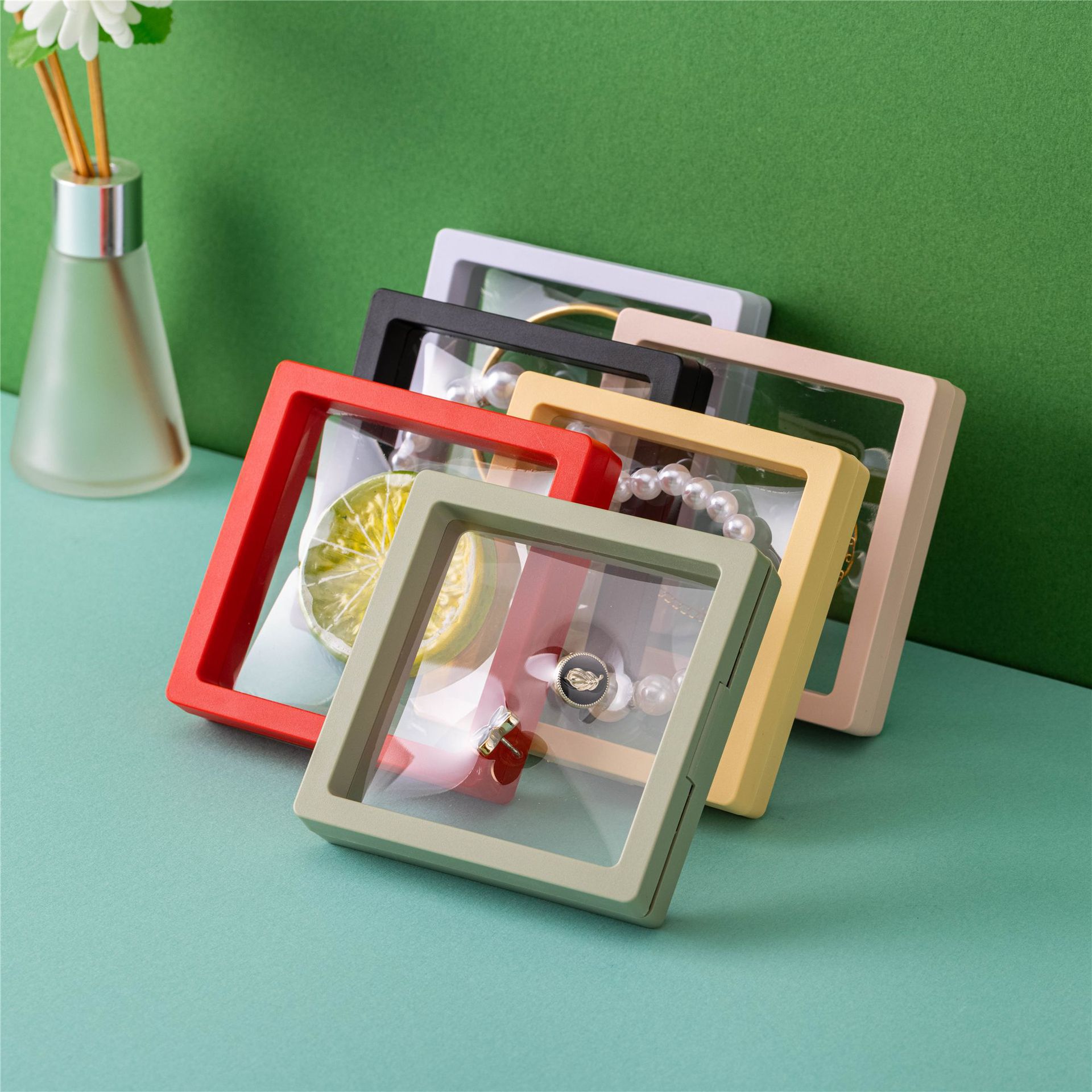 高密封性PE膜首饰盒包装高级感耳钉手串珠宝防氧化收纳展示悬浮盒详情16