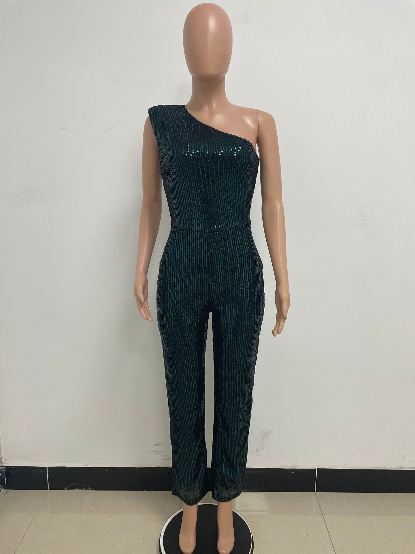 新中式无袖连体衣独立站夏季单肩亮片连体裤女批发详情96