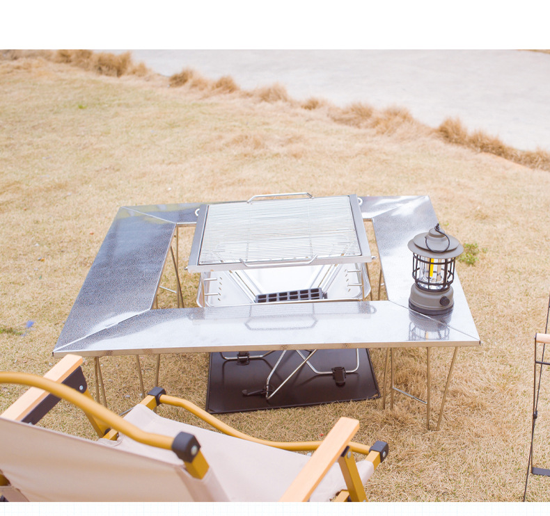 定制不锈钢折叠烧烤炉户外露营篝火台野餐柴火炉焚火台加厚烧烤架详情16