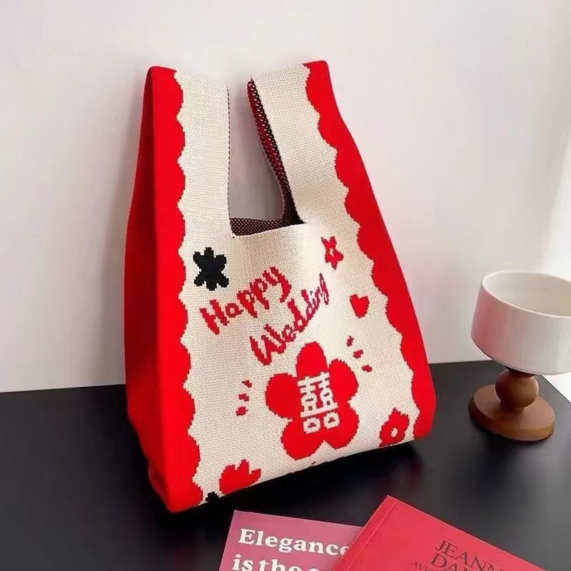 New Year Artistic and National Trend style Souvenir Gift, festive knitted bag 2025 New Year Series, Large capacity storage handbag for commuting pic 7