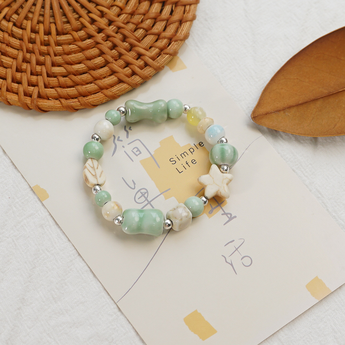 A new Chinese-style single-loop Jingdezhen ceramic bracelet, a touch of celadon ethnic style artistic butterfly fashion bracelet accessory pic 7