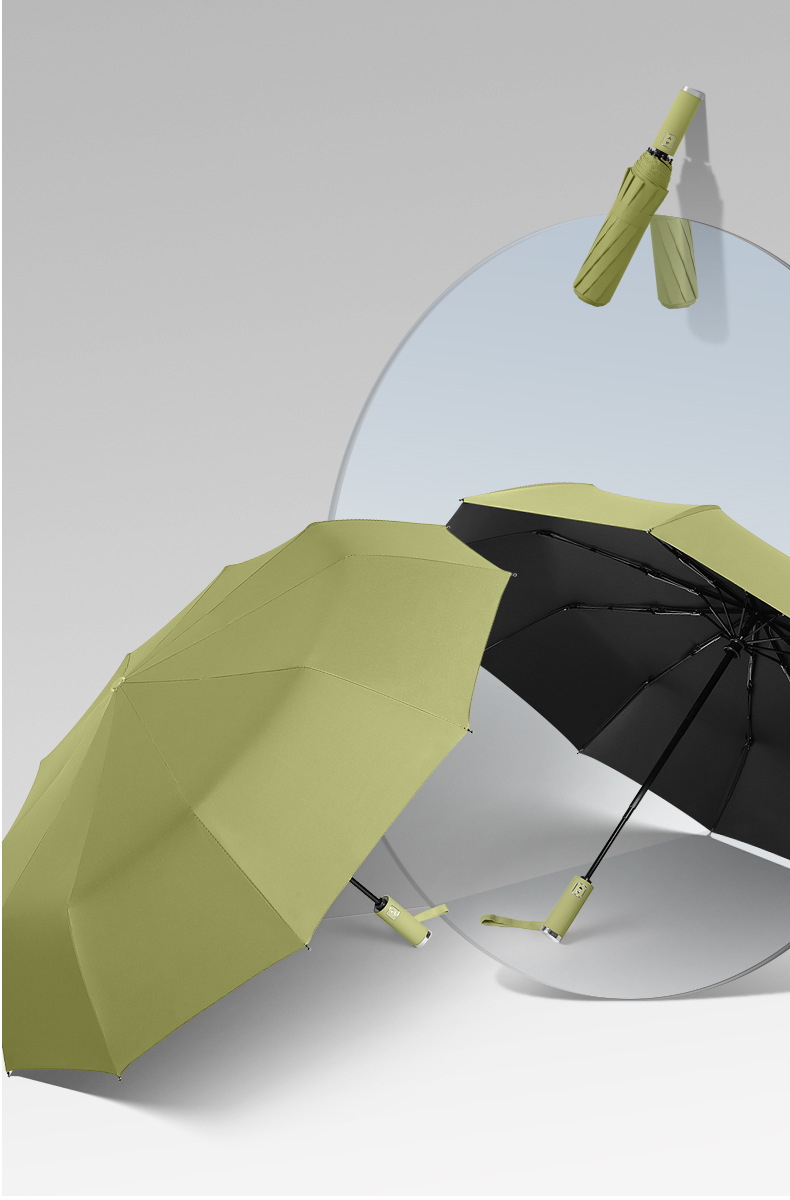 Ten-bone fully automatic all-weather umbrella, automatic large sunshade umbrella, weather umbrella, three-fold black rubber folding sun protection umbrella pic 8
