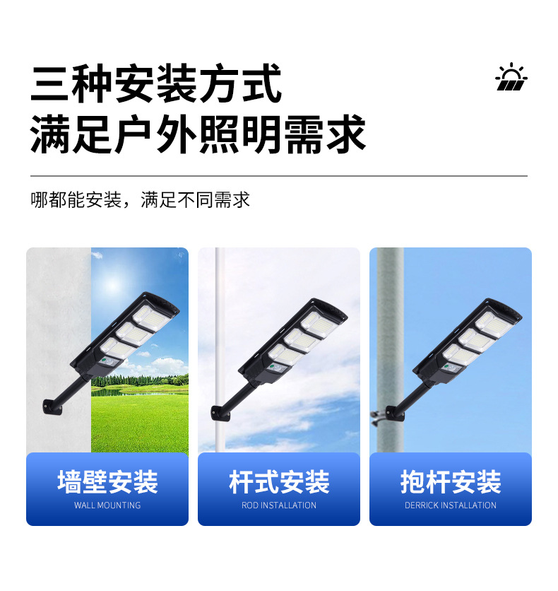 New cross-border LED outdoor waterproof garden lamp, human-sensing solar integrated street lamp pic 10