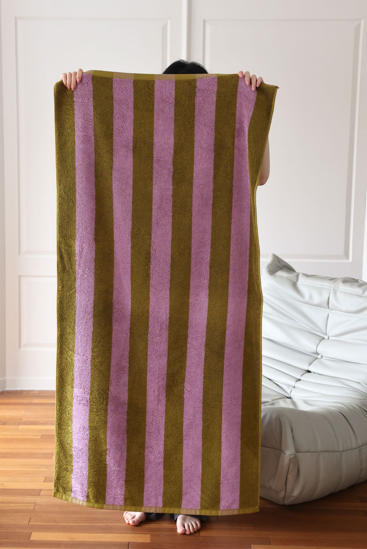 Sen fine striped retro style all-cotton towel, combed cotton Class A simple combed cotton towel, bathroom absorbent bath towel pic 9
