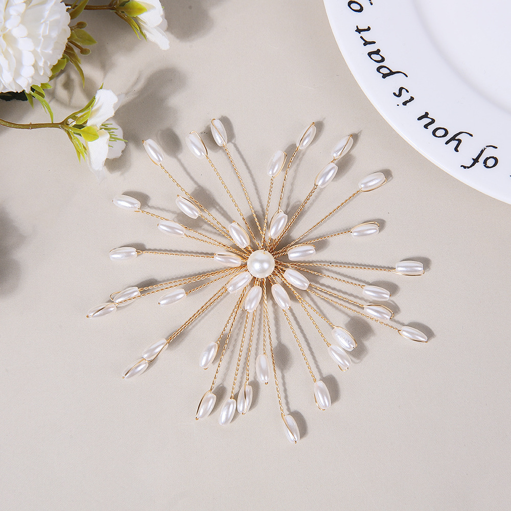 Hand-woven pearl flower clothing accessories, retro copper wire brooches, hat ornaments, silk pendant accessories, DIY hair accessories pic 2