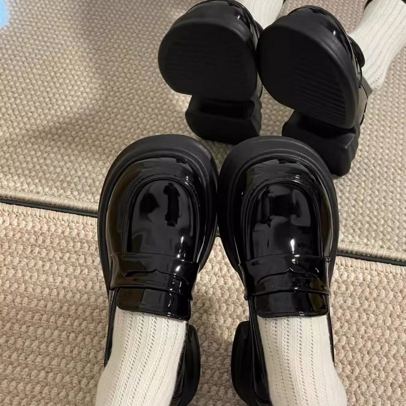 35-43 大码女鞋黑色小皮鞋英伦风复古jk制服单鞋41增高厚底乐福鞋详情3