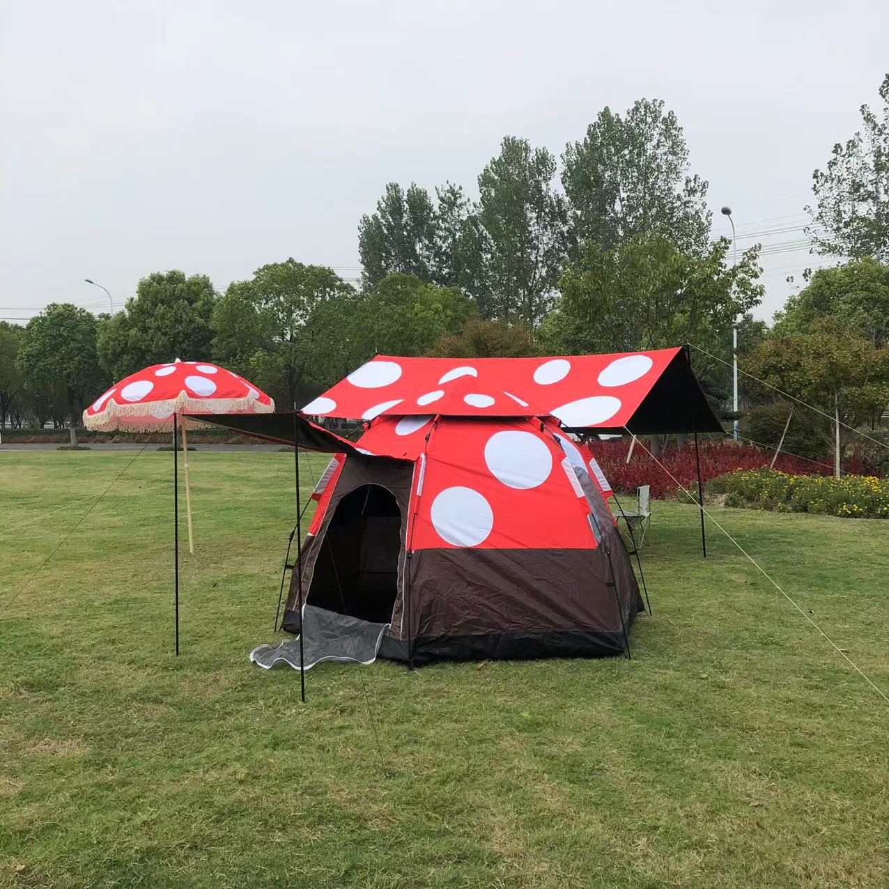Outdoor mushroom house, hexagonal tent, canopy, sun umbrella, camping, portable folding quick-opening rainproof automatic tent pic 4