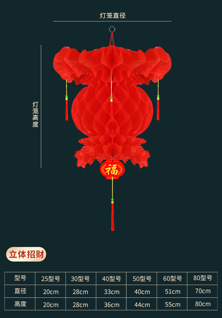 加厚塑纸灯笼结婚喜庆小红灯笼连串蜂窝灯笼折叠装饰新年灯笼详情14