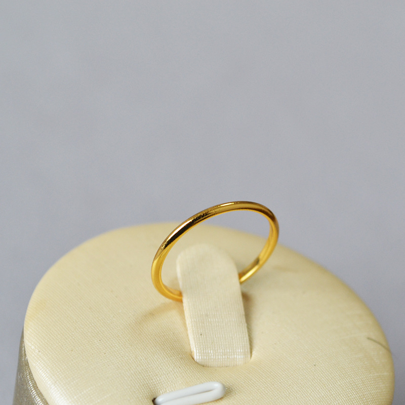 日韩简约素圈波浪曲线黄铜镀金INS风纤细叠带时尚个性戒指食指戒详情4