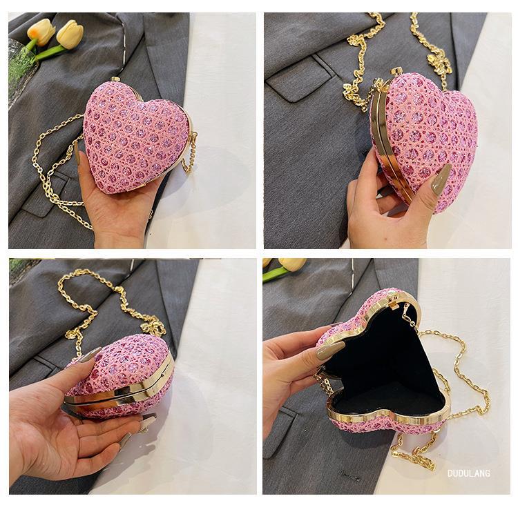 跨境包包女2024夏季新款晚宴包欧美时尚洋气单肩包亮片爱心包详情15