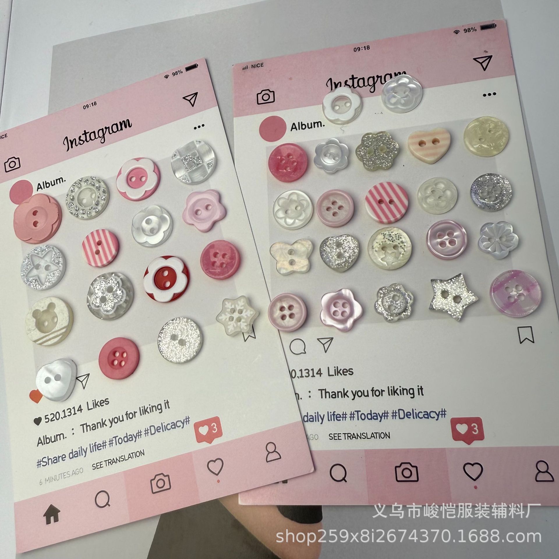 Cute pink buttons mixed and matched, handcrafted diy accessories, button collection, decorative account books, dolls, pain packs, materials pic 29