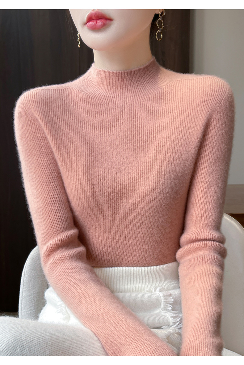 女装简约小立领针织毛衫内搭修身打底衫百搭半高领一线成衣毛衣女详情41