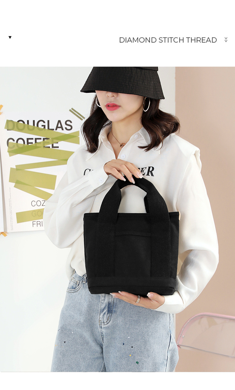 小包加拉链日本千层包小众简约单肩包手提加厚帆布手机水桶托特包详情23