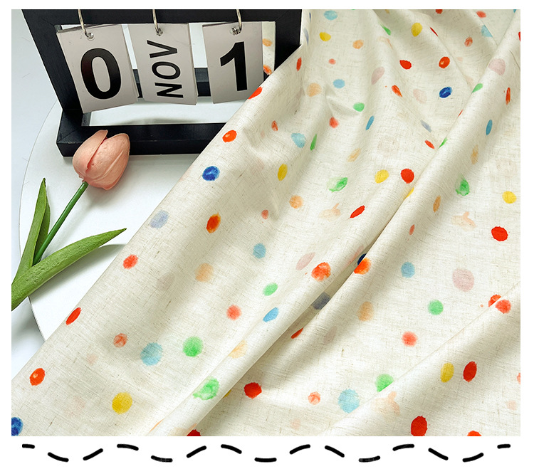 多彩圆点全棉四十支府绸数码印花布料童装衬衣连衣裙服装面料详情6