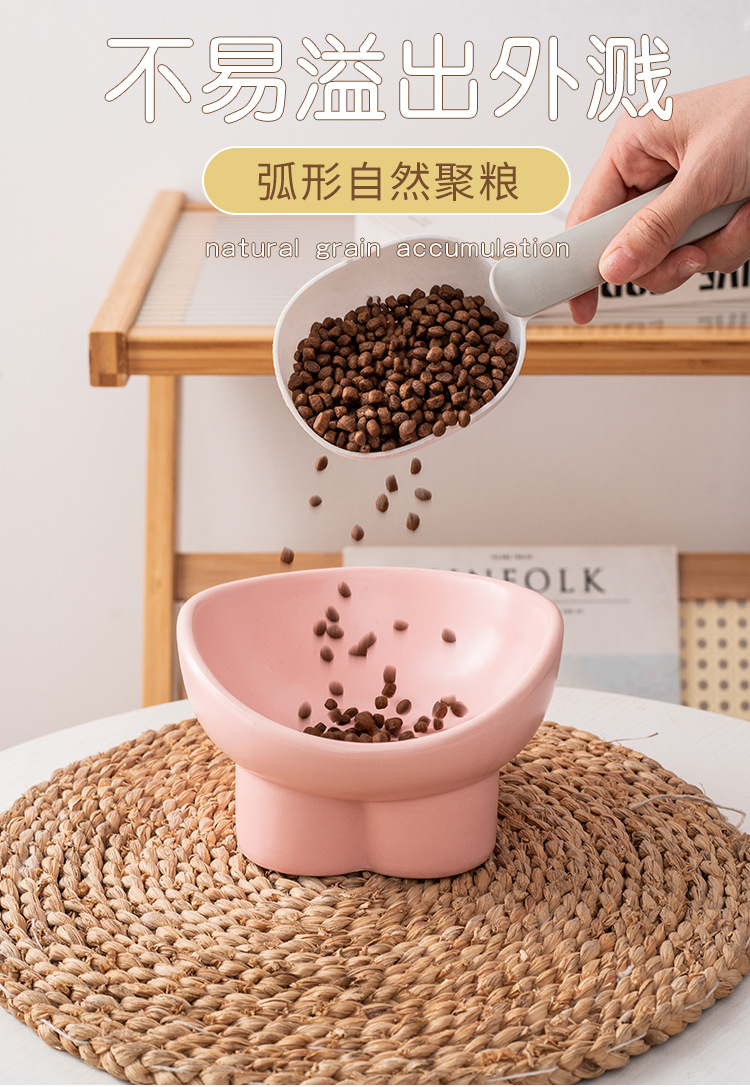 Cat bowl, ceramic food bowl, water bowl, cervical vertebrae protection, high legs, slanted mouth, cat drinking bowl, pet bowl, dog rice bowl, food basin pic 9