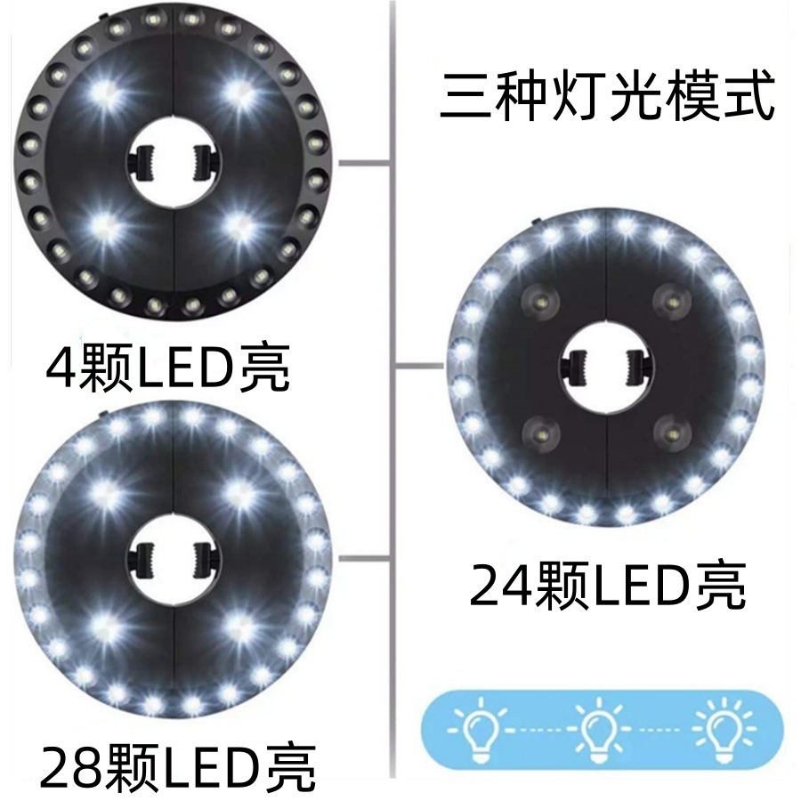 户外24+4LED圆盘沙滩伞灯阳台应急帐篷灯遮阳伞野营灯罗马露营灯详情5