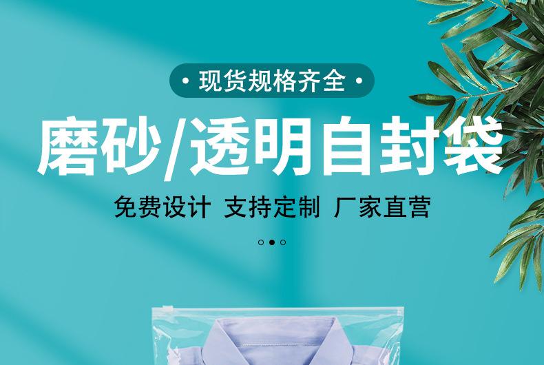 现货pe透明磨砂拉链袋批发塑料自封袋袜子衣服收纳定制服装包装袋详情1