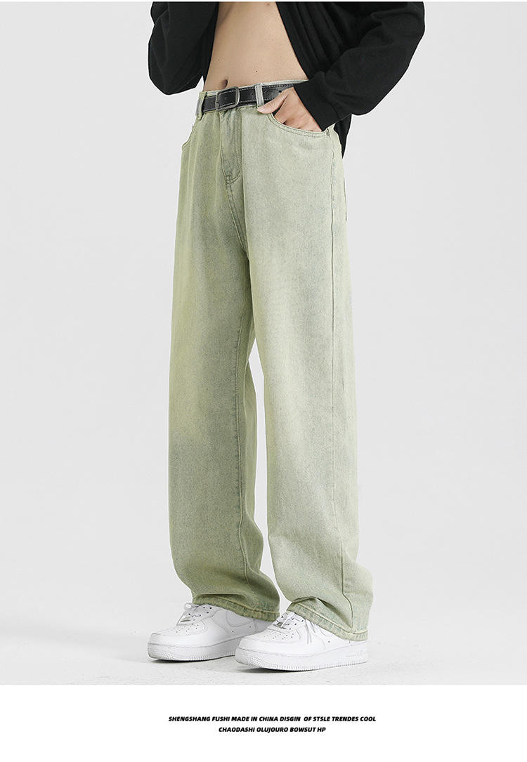 复古水洗牛仔裤男生春秋季潮牌vibe宽松直筒裤子高街阔腿休闲长裤详情25