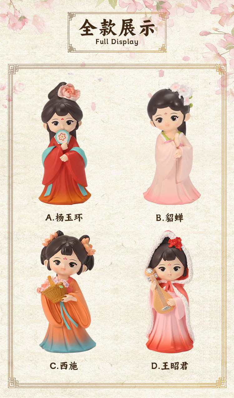 Cute ancient-style dolls, home and office desk ornaments, Hanfu figurines, resin princesses pic 3