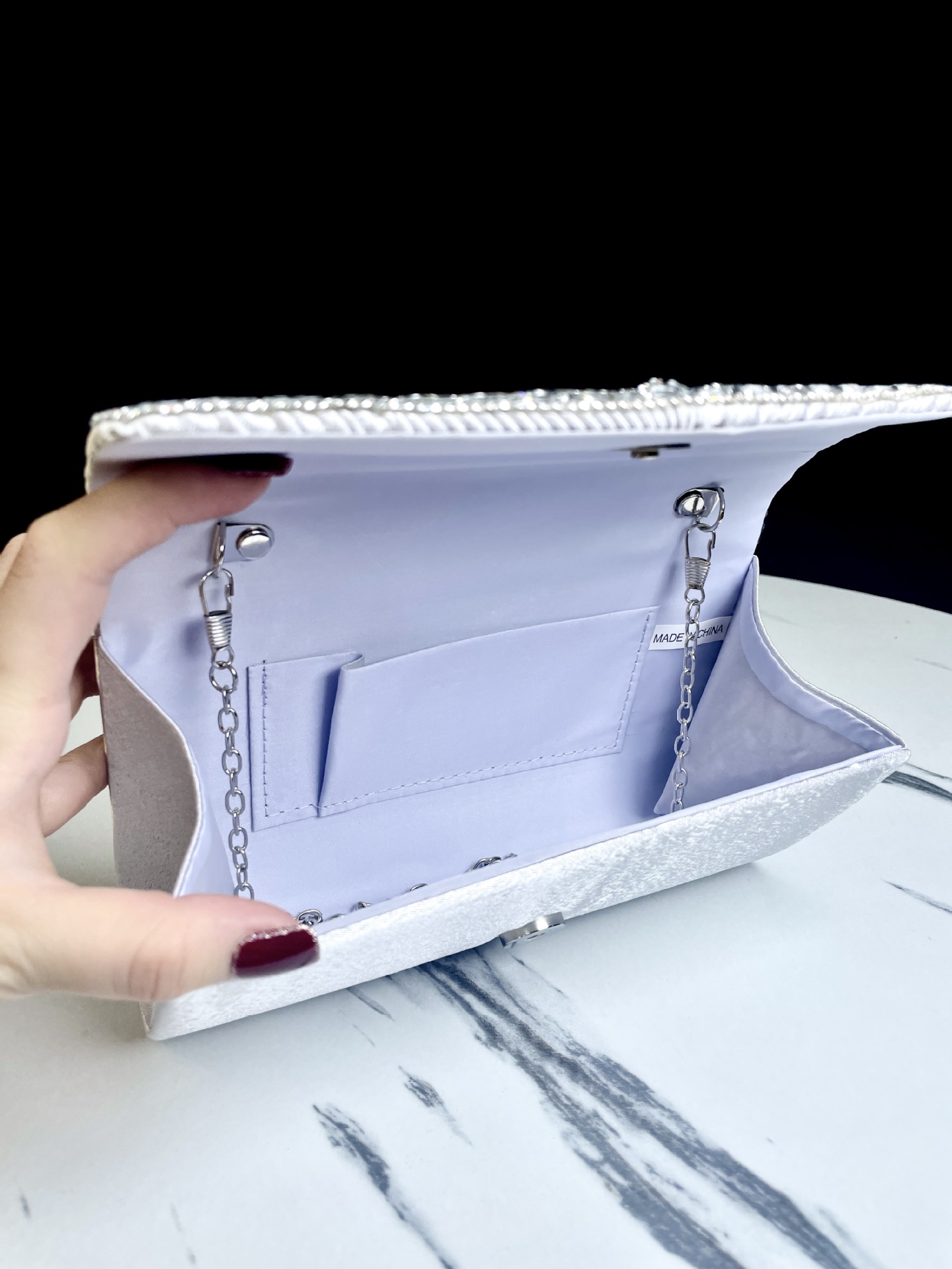 新款跨境外贸水钻手拿包晚宴包名媛手包镶钻宴会包派对女包单肩包详情6