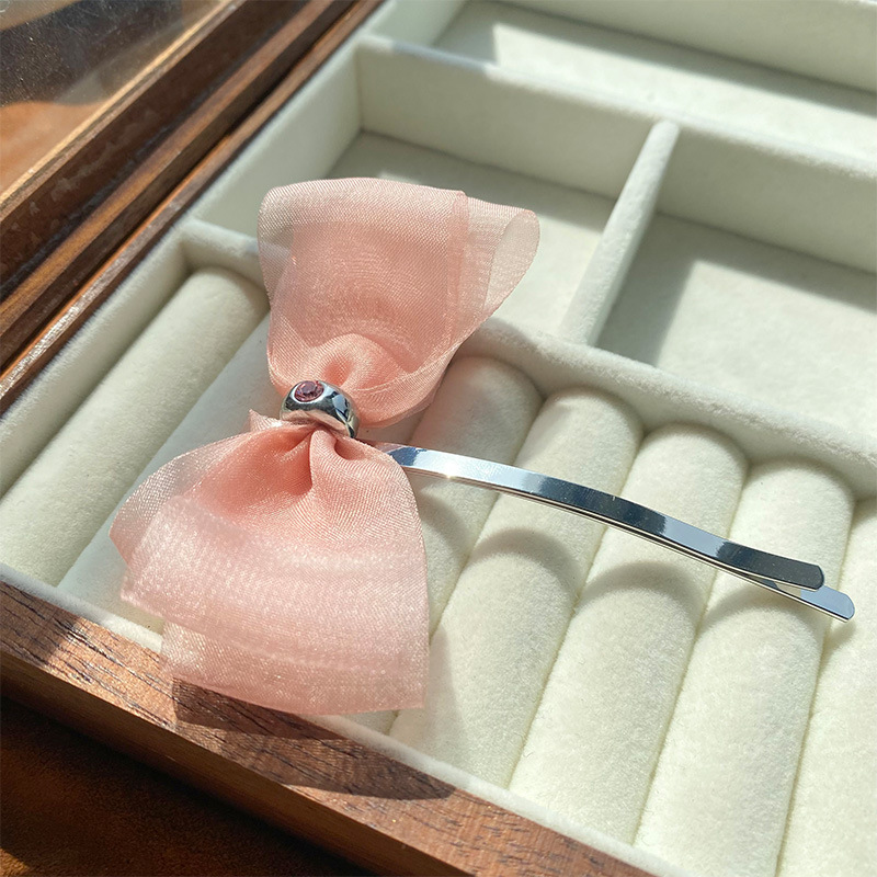 虞书欣同款粉色蝴蝶结发夹高级感精致可爱甜美鸭嘴夹头饰2025新款详情4