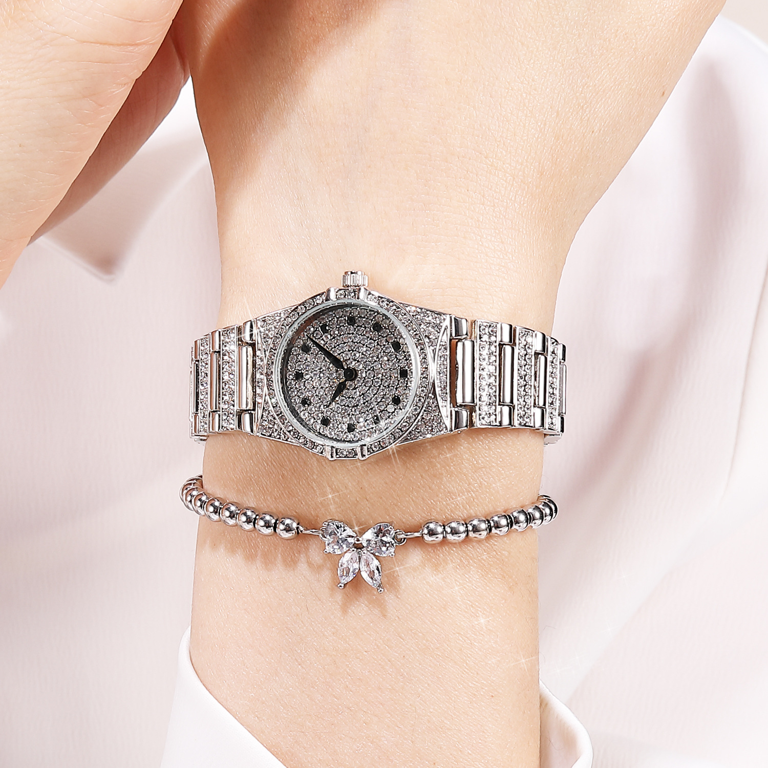 跨境手表满天星女士18K星座金镶钻表小盘防水石英奥地利钻女手表详情7