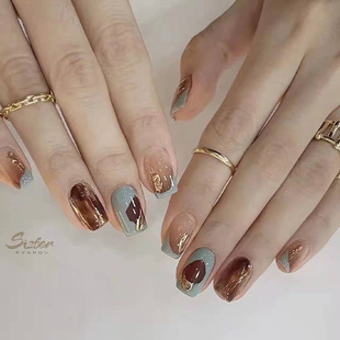 Wearable nail stickers, ballet nails, ice-transparent, shiny cloud nail plates, artificial nails, detachable finished nail pic 21