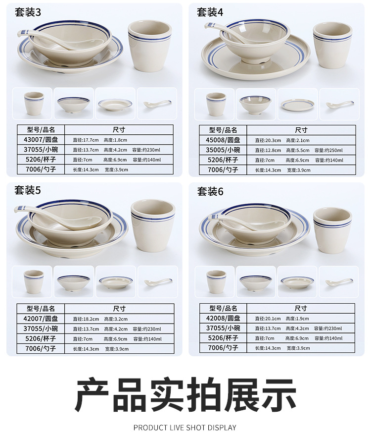 特色复古密胺火锅店餐具蓝线怀旧市井重庆火锅配菜盘创意饭店专用详情16