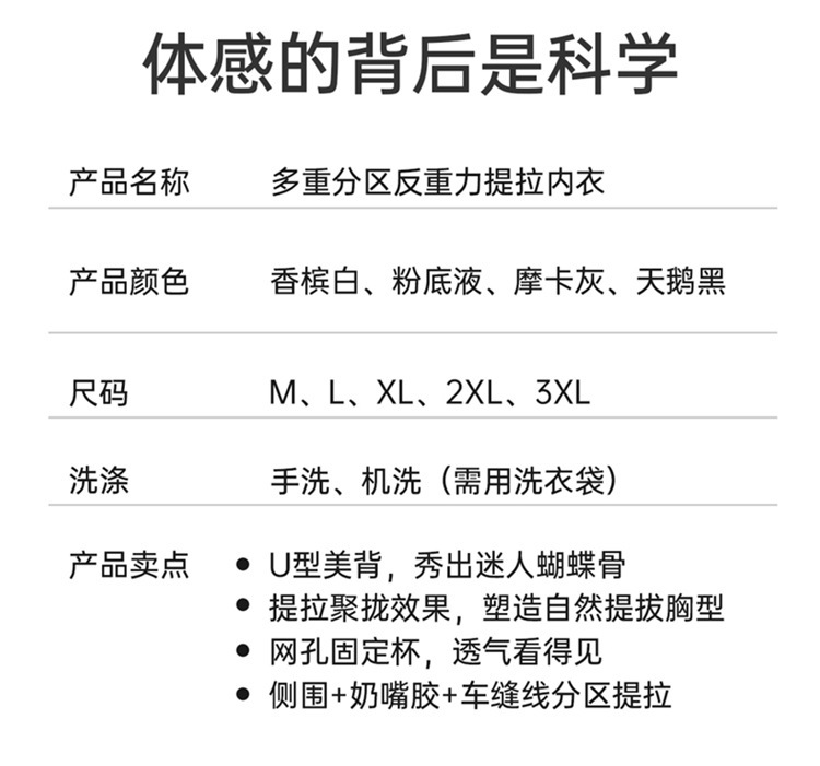 Anti-gravity lift bra for women, thin fixed cup, no steel ring, comfortable, traceless breast retraction, anti-sagging bra pic 15