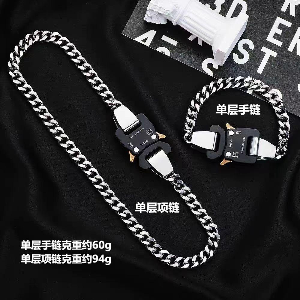 欧美饰品百搭高街机能风双层古巴链男女钛钢短复古项链手链批发详情8