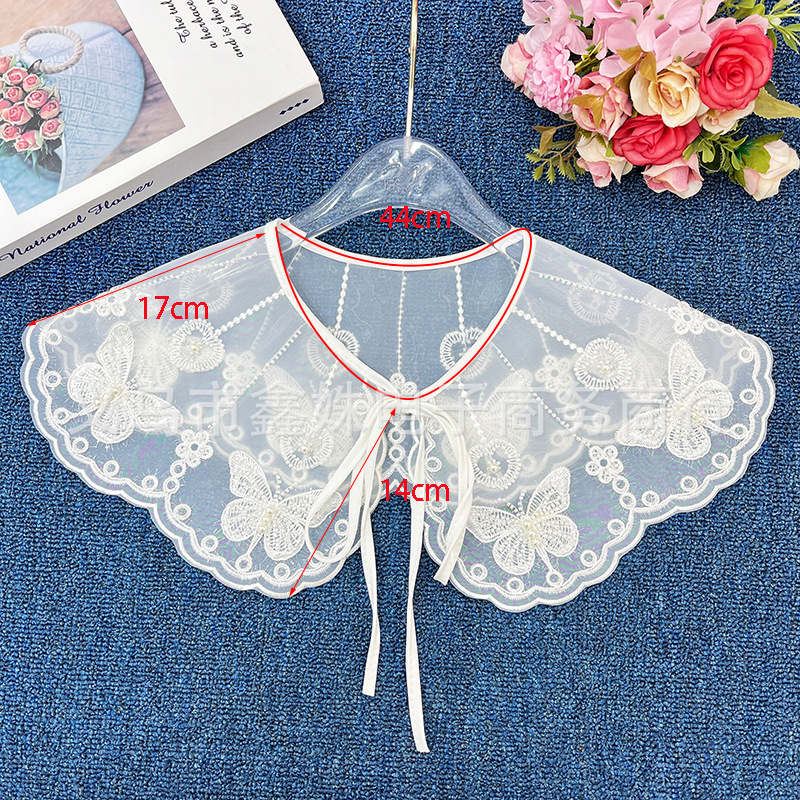 Embroidered butterfly transparent mesh collar clothing accessories pic 6