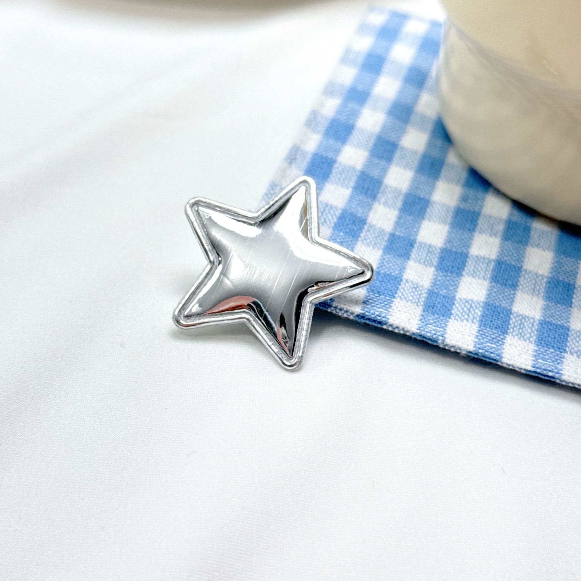 超声波压花星星闪粉DIY饰品配件PU亮面五角星儿童发饰发夹辅料详情9